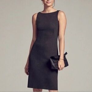 MM Lafleur Sheath Dress Textured Ponte in Charcoal Gray Lydia Twist Strap